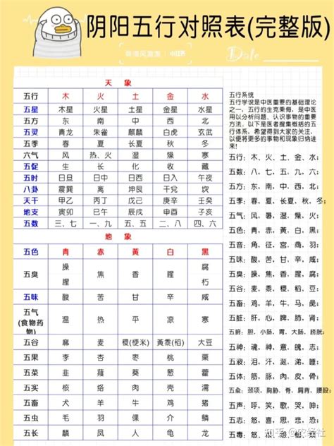 数字五行表